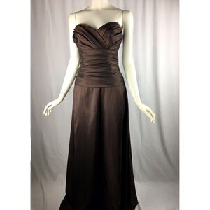 Watters & Watters Strapless Gown Brown Formal Bridesmaid Long Dress Size 8